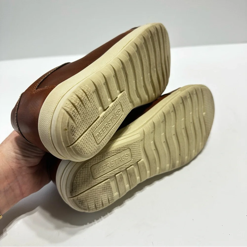 Deer Stag Kane Boys Dress Sneakers Size 4.5 Dark Tan Lace Up Shoes